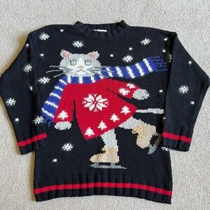 Northern Isles XL Skating Cat Christmas Sweater Walmart TV Commercial Men/Womens